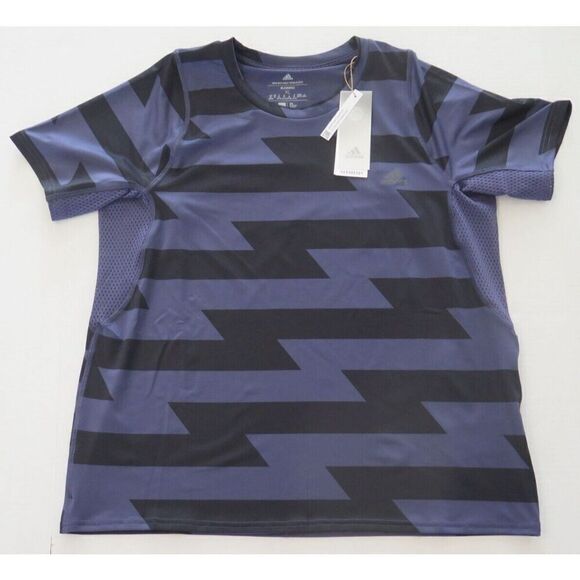 adidas HA9943 Women's Sz XL Shadow Navy/Black Aeroready Run Fast AOP Carrera Tee - Picture 6 of 7